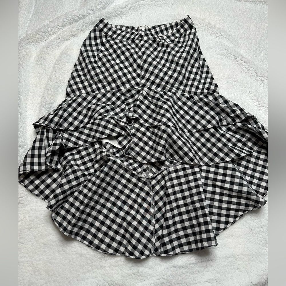 Size 2 gingham high low ruffle skirt